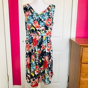 LANDS’ END Fit & Flare Floral Print Sundress